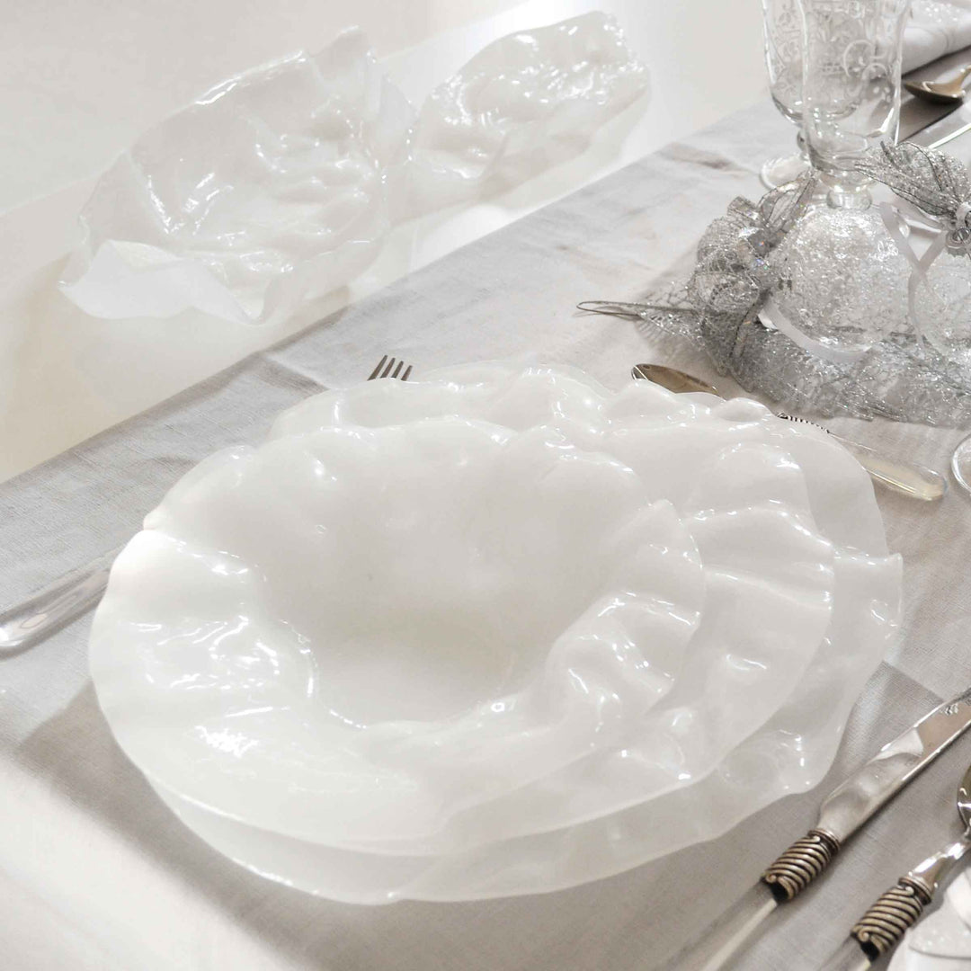 Murano Glass Dinnerware Set STROPIACCIATO by Più Andretto