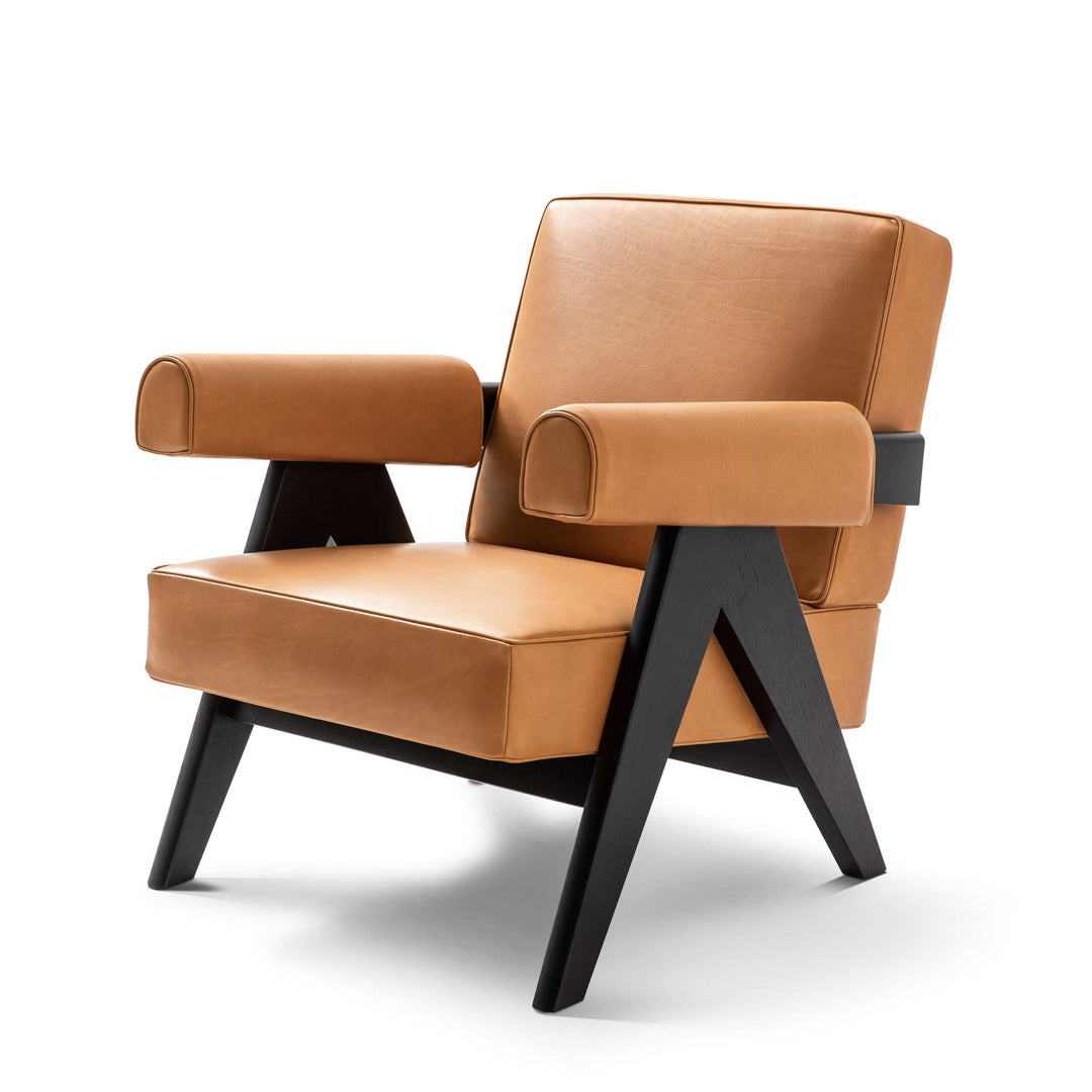 Wood and Leather Armchair CAPITOL COMPLEX Hommage à Pierre Jeanneret, designed by Cassina 01