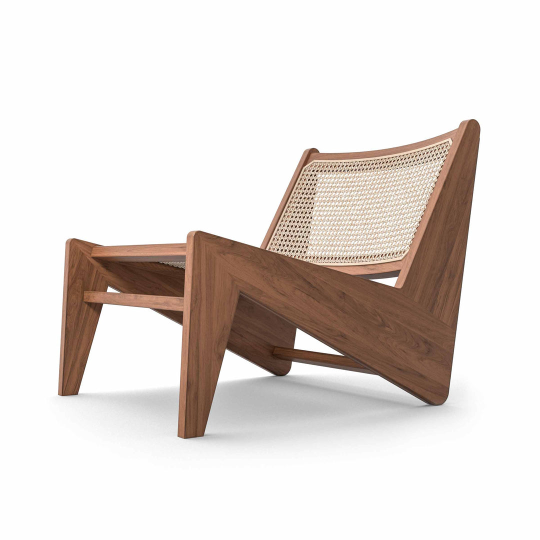 Wood and Vienna Straw Armchair KANGAROO Hommage à Pierre Jeanneret, designed by Cassina 01