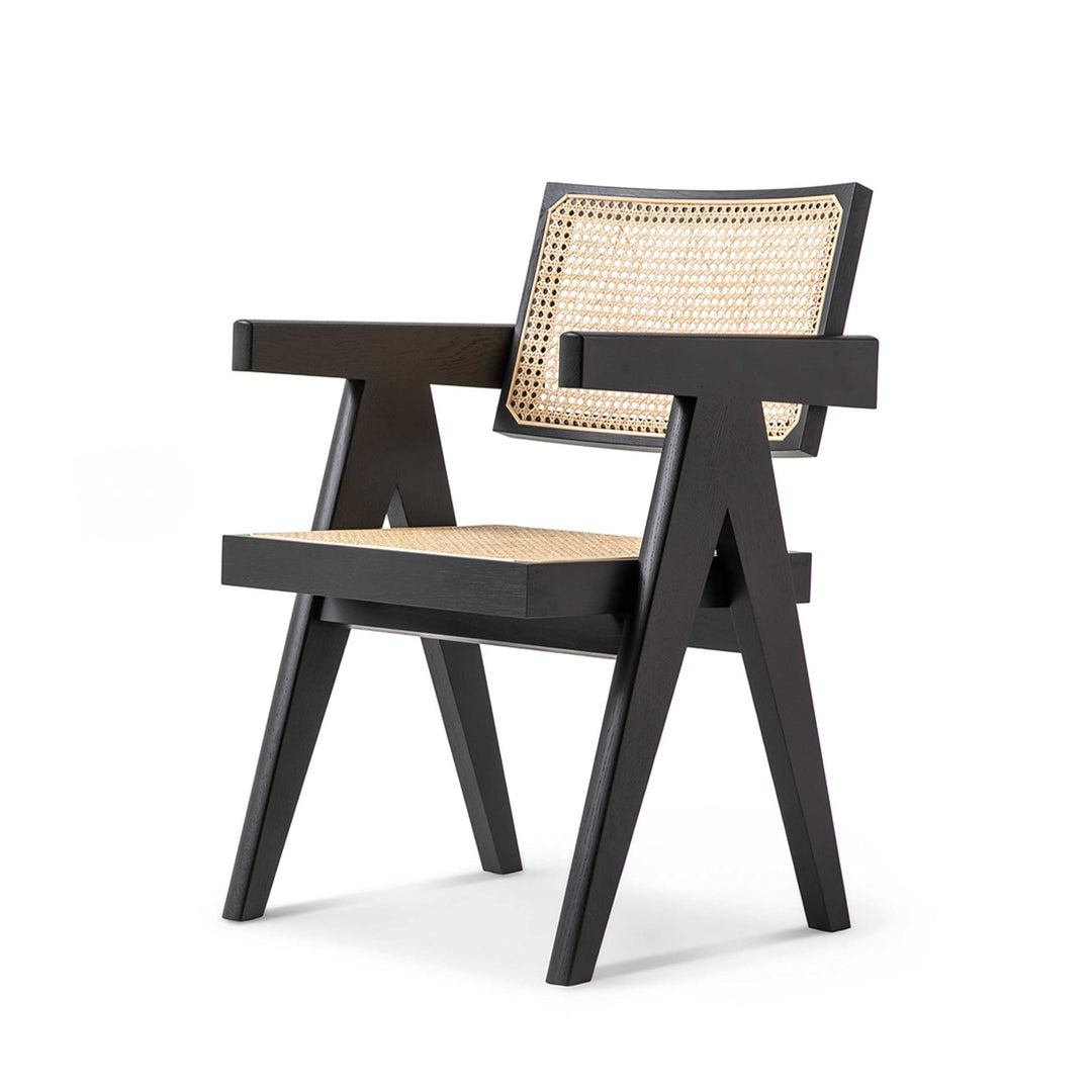 Wood and Vienna Straw Chair CAPITOL COMPLEX OFFICE CHAIR Hommage à Pierre Jeanneret, designed by Cassina 01