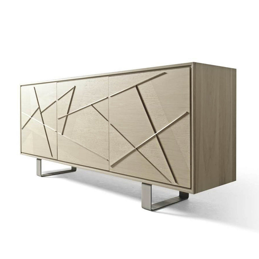 Grey Walnut Wood Sideboard MATERIA Geometria Doors 01