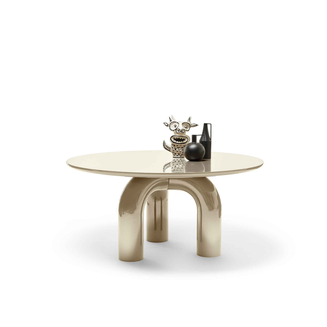 Wood Round Dining Table ELEPHANTE by Marcantonio for Mogg 01