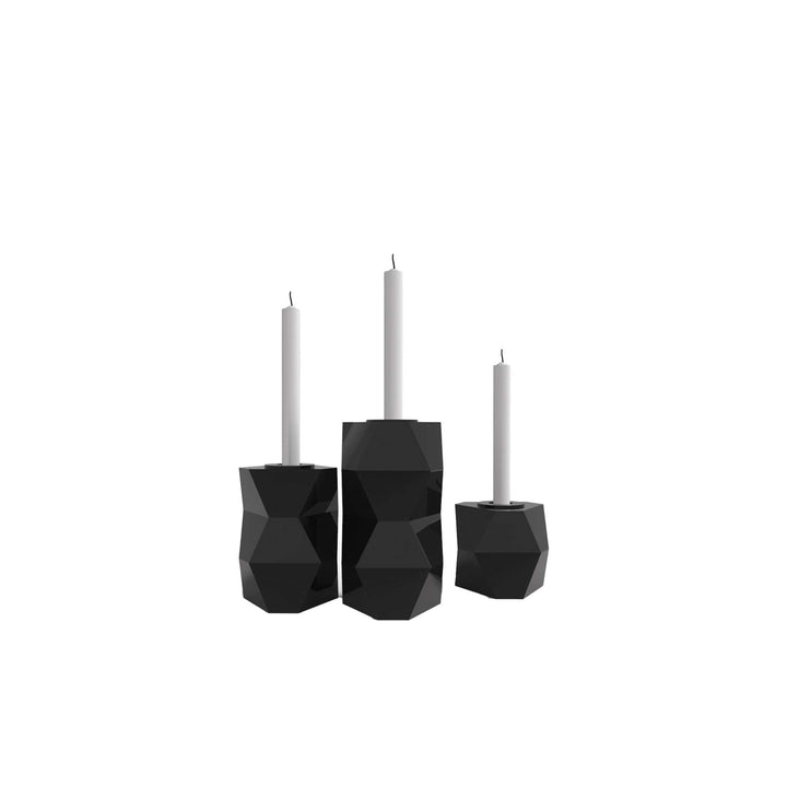 Set of Three Aluminium Candlestick Holders TRE GRAZIE by Luca Dalla Villa 04