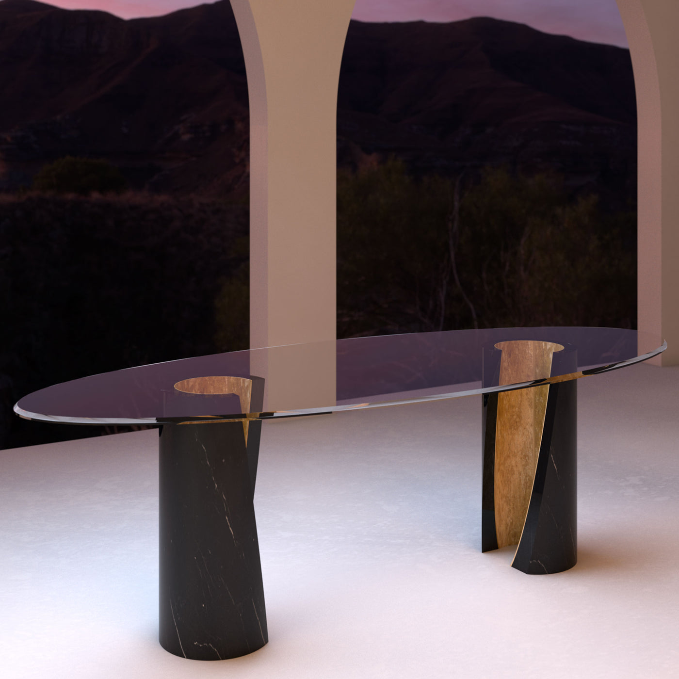 Marble and Crystal Dining Table ASYMMETRIC by Nicola Di Froscia for DFdesignLab 01