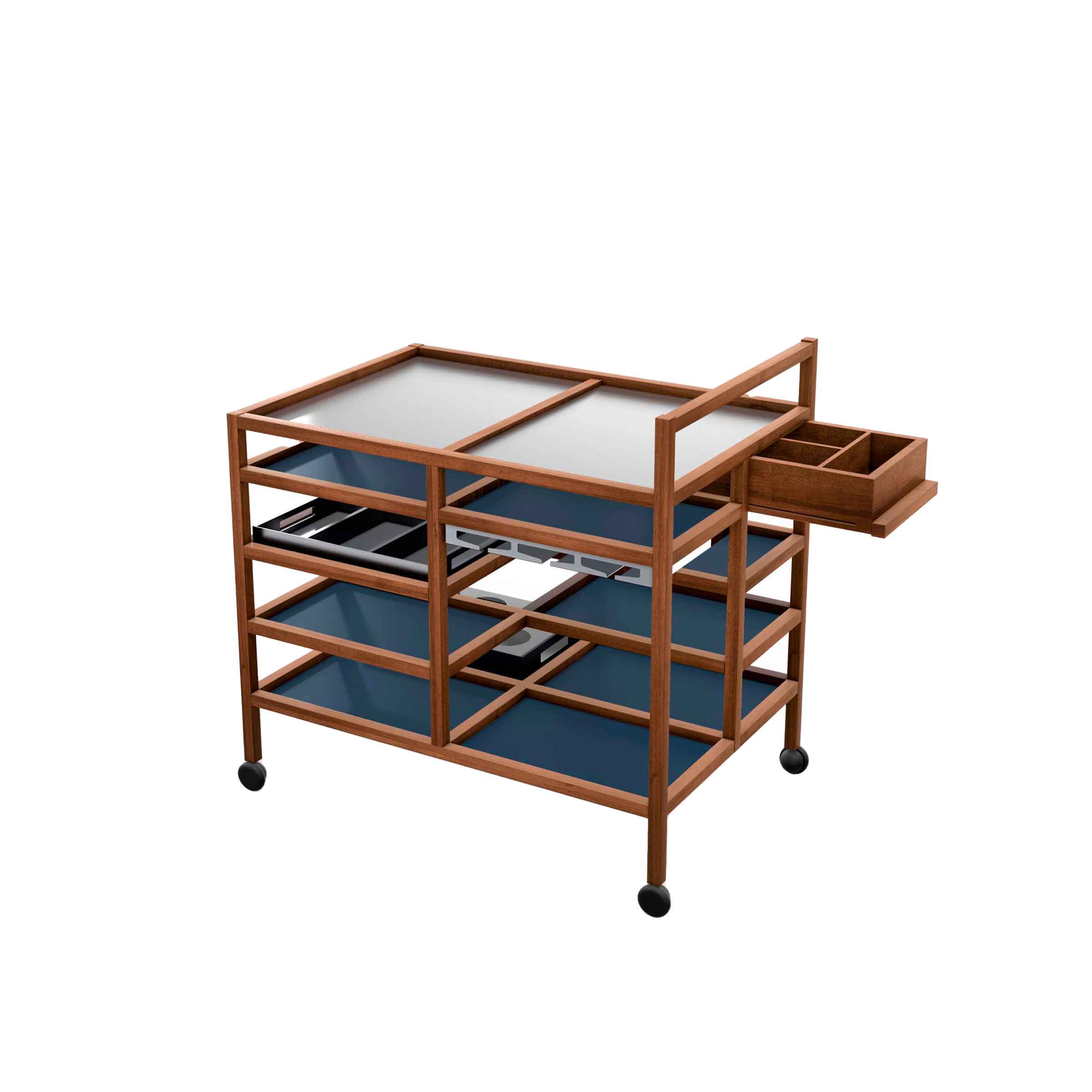 Cassina 72万「Serving Cart」ワゴン ウォールナット無垢材 ボディル・ケアー トロリー サービングカート キャスター カッシーナ Serving Cart Serving cart by Bodil Kjaer | Cassina