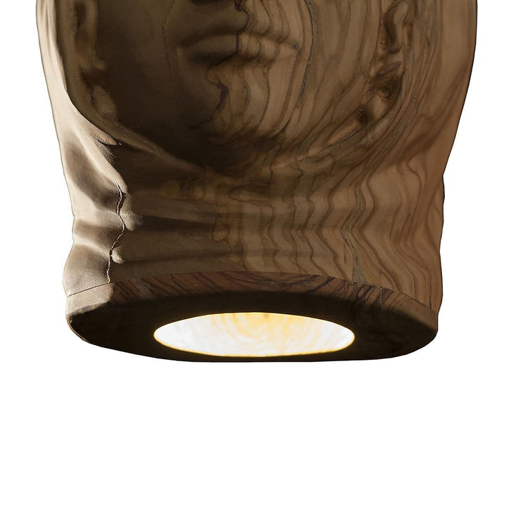 LED Suspension Lamp LA BEDDA Olive Wood Sculpture 04