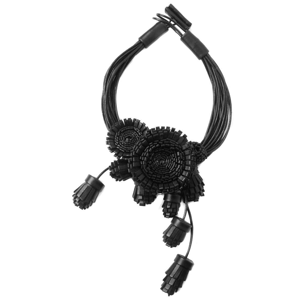 Leather Necklace ANEMONI E MUSCARI Black 01