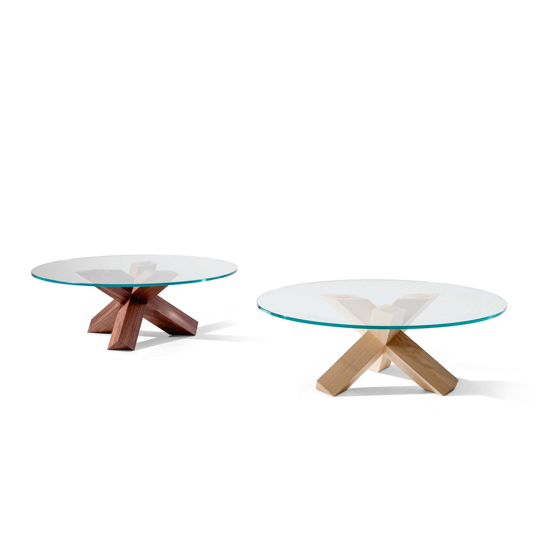 Glass and Wood Coffee Table LA ROTONDA, designed by Mario Bellini for Cassina