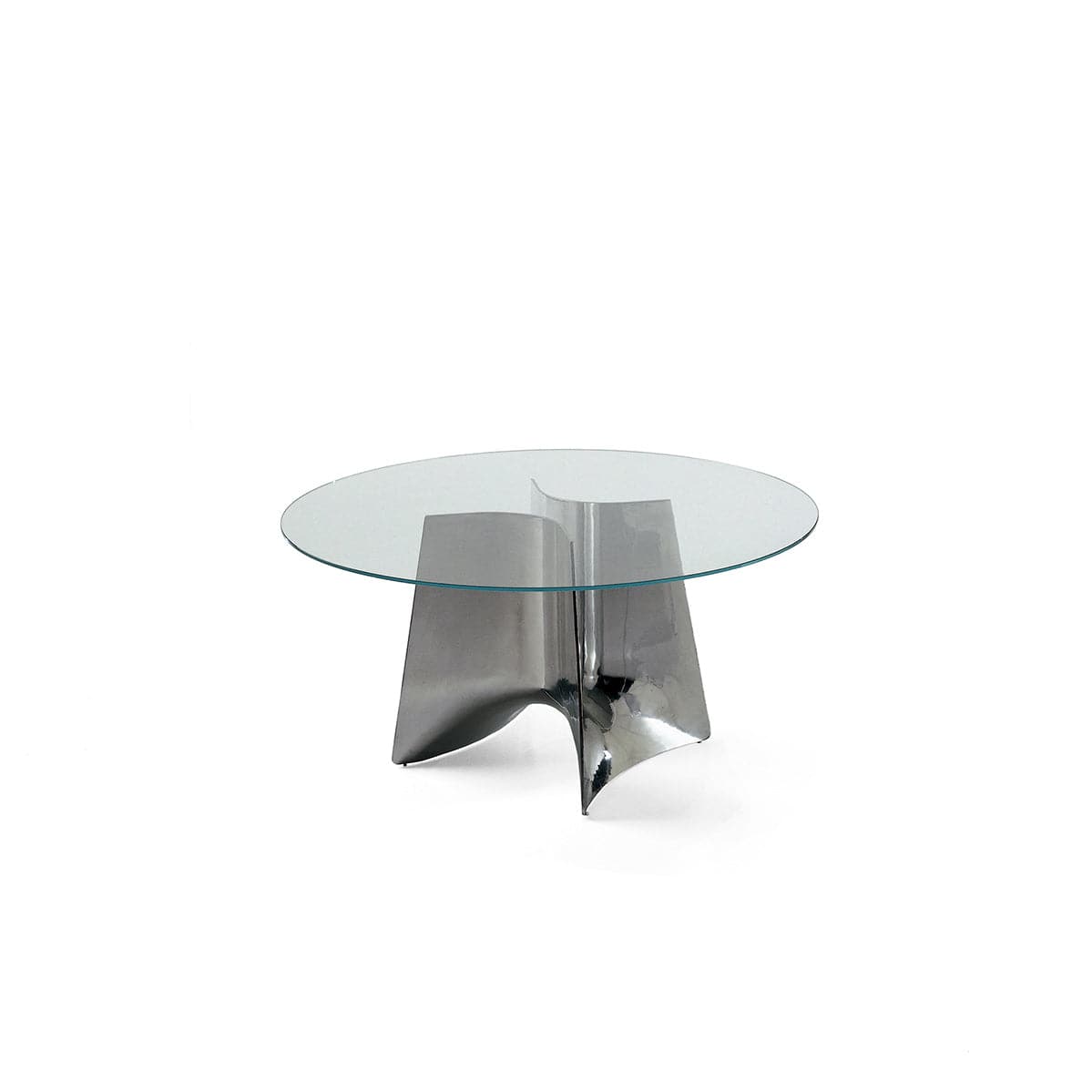 Crystal and Alluminium Round Table BENTZ 140 Grey by Jeff Miller 01