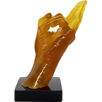 Resin Sculpture MANO CORNUTA Amber 04