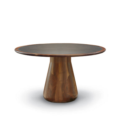 Round Table with Eco-Friendly Leather Top CONVIVIO 01
