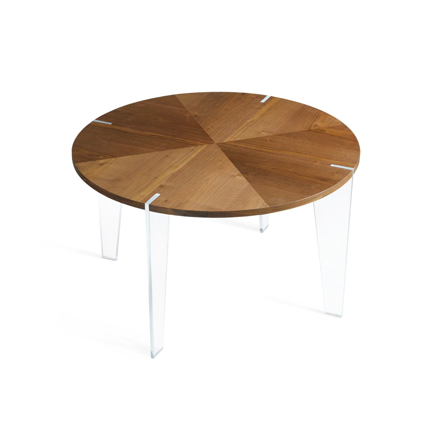 Round Table with Veneered Walnut Wood Top SOSPESO 01