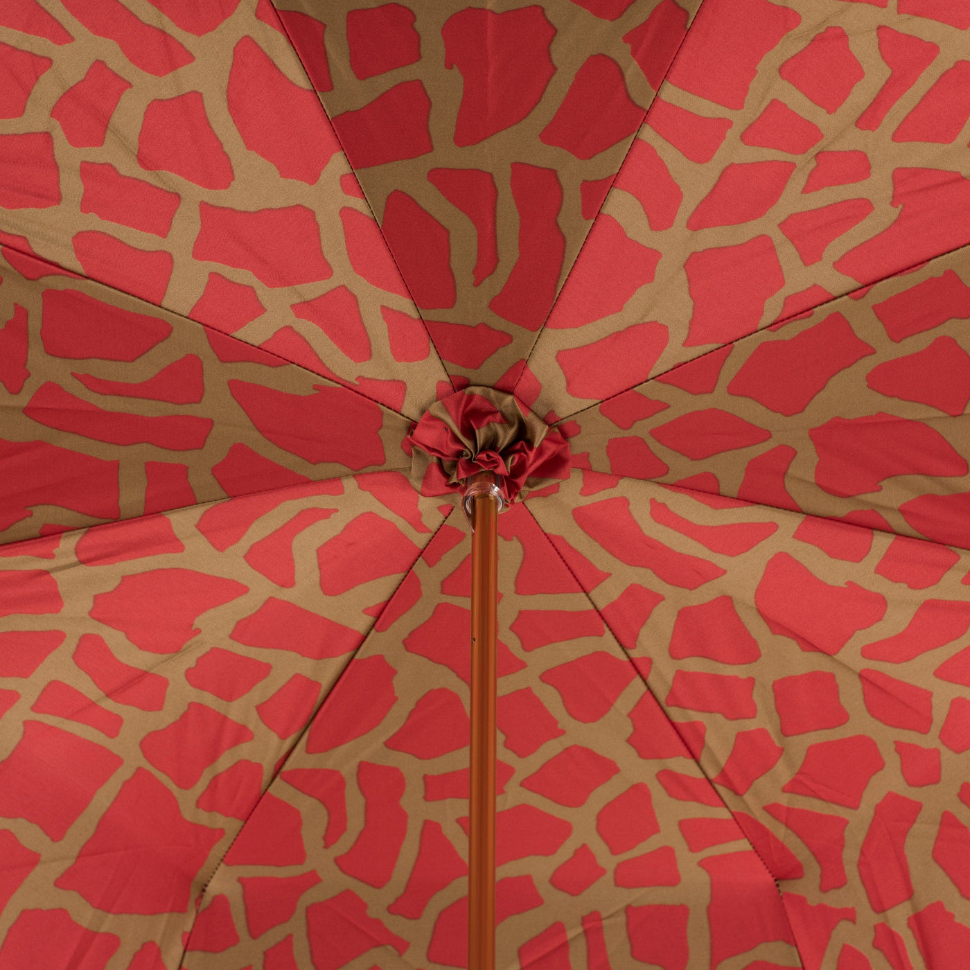 Umbrella RED GIRAFFE PRINT with Brass Handle 06