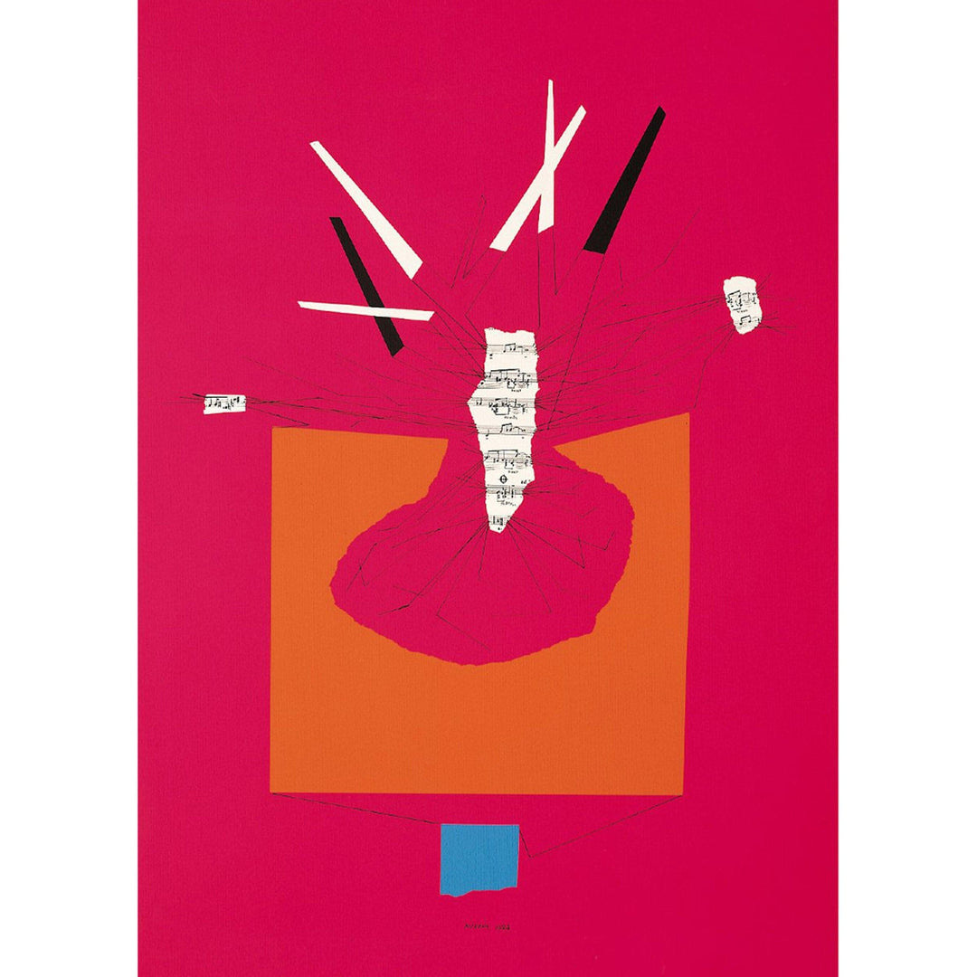 Silkscreen Print RICOSTRUZIONE TEORICA DI UN OGGETTO IMMAGINARIO Pink by Bruno Munari - 70x50cm 01