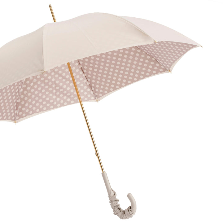 Umbrella IVORY with Leather Handle 06