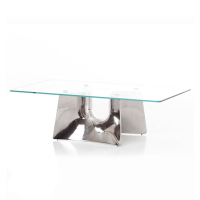 Crystal and Alluminium Square Coffee Table BENTZ 130 by Jeff Miller 01