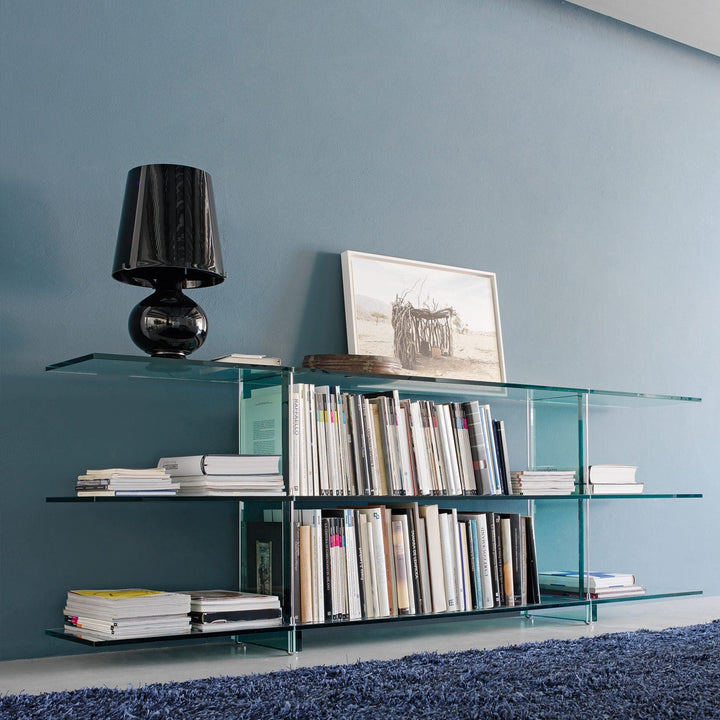 Glass Console & Bookshelf TESO CONSOLLE by Renzo Piano for FontanaArte 02