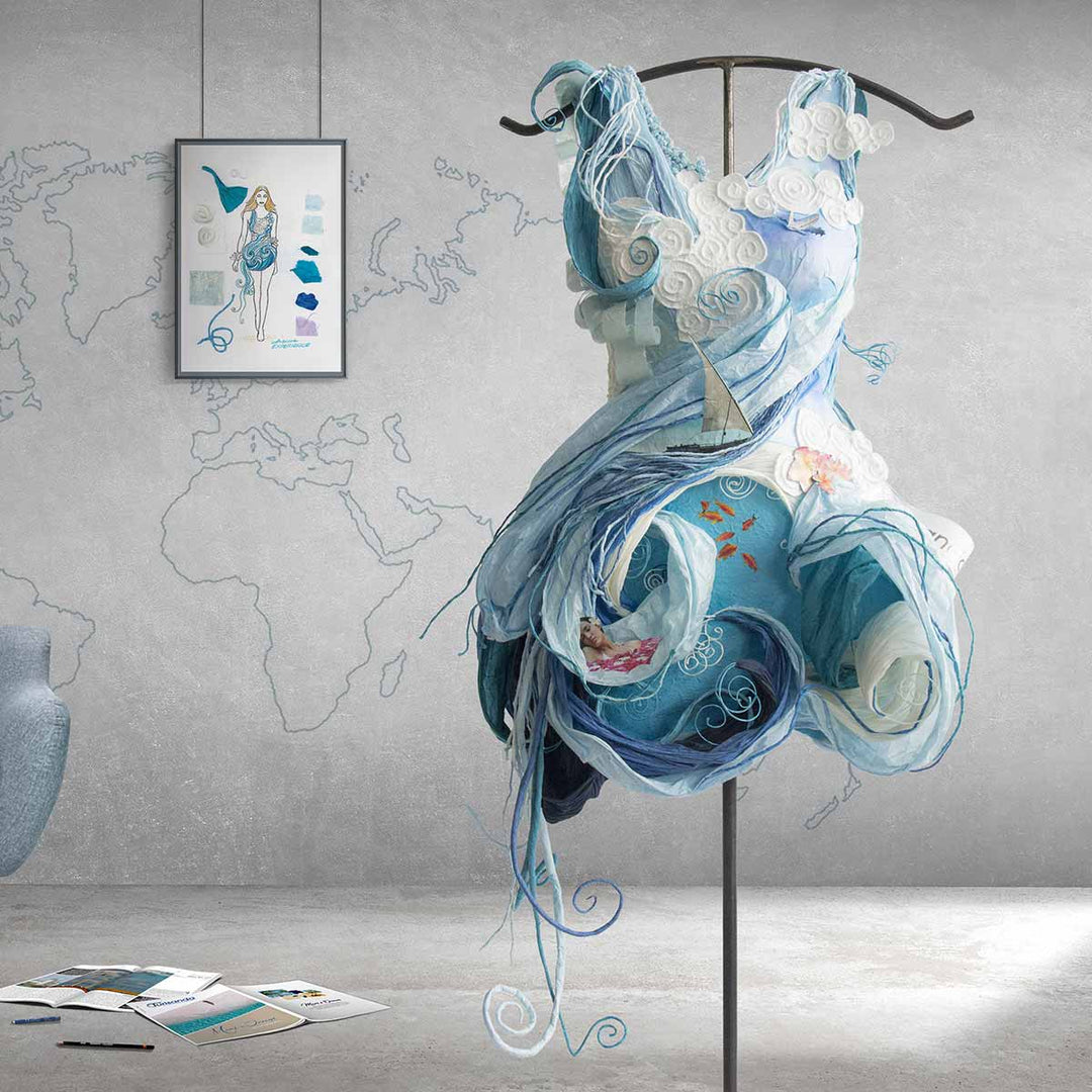 Paper Sculpture Dress SEA AND SKY Single Piece 04