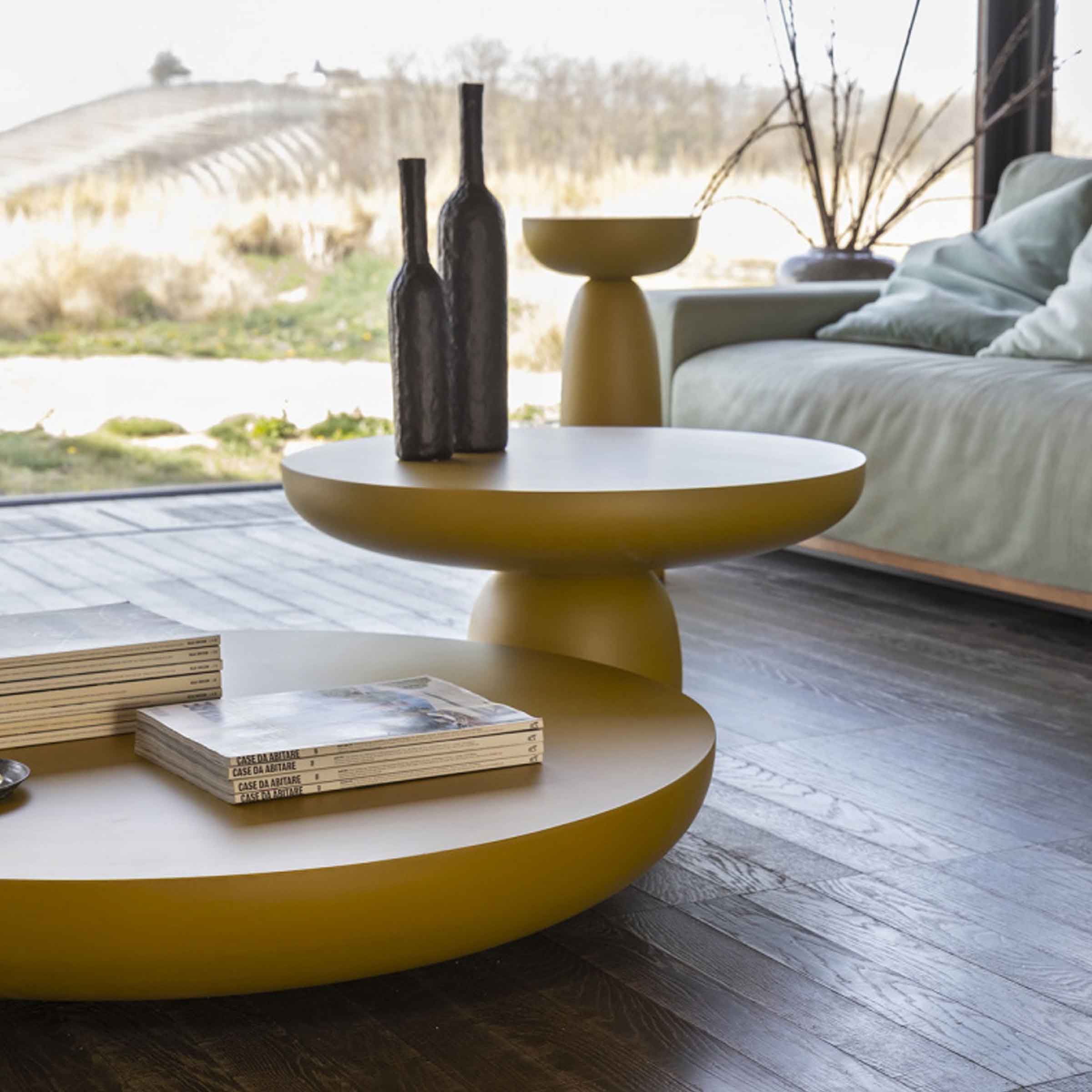 Yellow wood coffee deals table